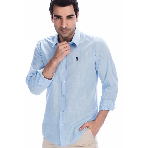 Dewberry G616 LINEN SHIRT-BLUE Slike