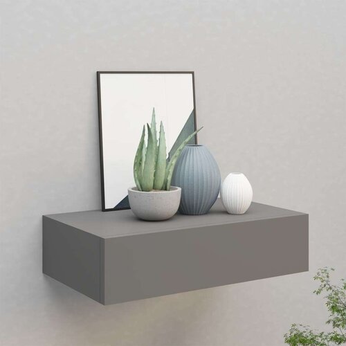 vidaXL Stenska polica s predalom siva 40x23,5x10 cm mediapan, (20620693) Cene