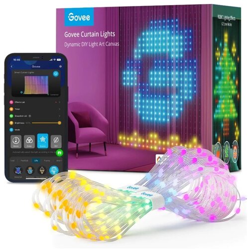 GOVEE LED trak za zavese RGB, Wi-Fi, Bluetooth, IP44/IP65, 1,5x2m Cene