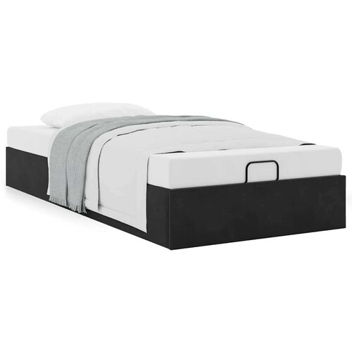 VidaXL Otomanski okvir kreveta bez madraca crni 90x190 cm bar&amp;scaron;unasti Slike