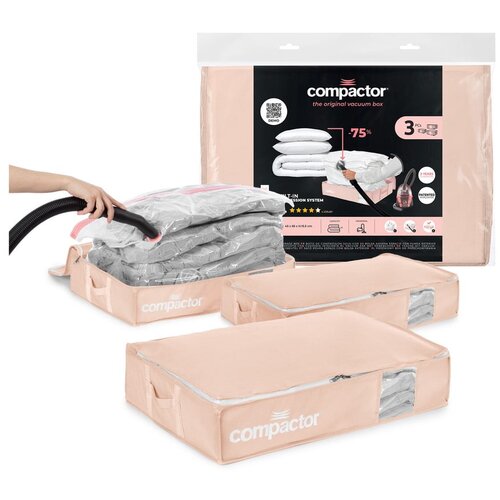 Compactor Vakuumske plastične škatle za pod posteljo v kompletu 3 ks 65x45x15,5 cm Pink Edition – Cene
