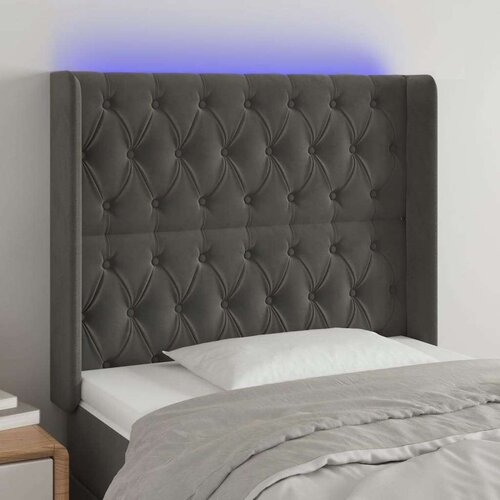  Posteljno vzglavje temno sivo 93x16x118/128 cm žamet, (20793135) Slike