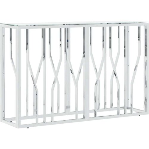 VidaXL Konzolni stol srebrni 110x30x70 cm nehrđajući čelik i staklo Slike
