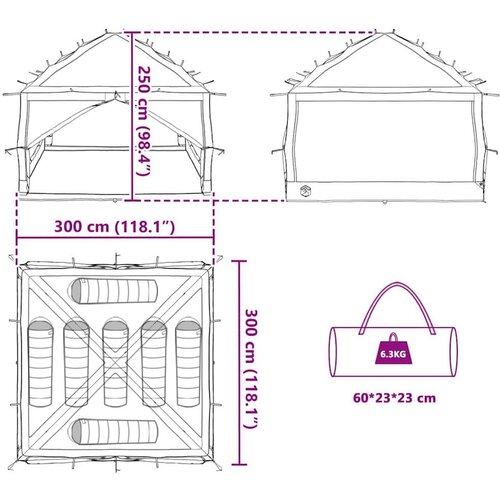  Unutarnji &amp;scaron;ator s krovom Siva i narančasta 300 x 300 x 250 cm Slike