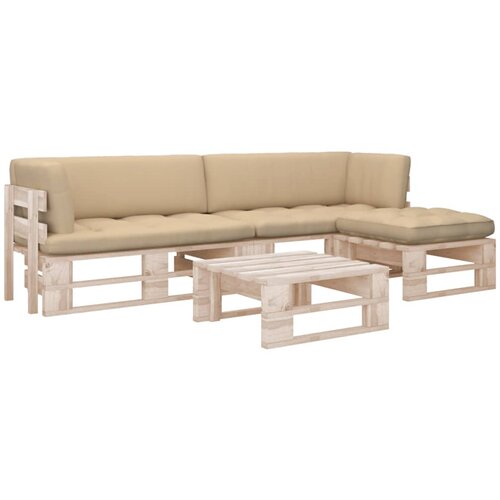 The Living Store Sedežna garnitura iz palet 4-delna z blazinami impreg. borovina - Sedežna Garnitura Iz Palet, (21474496) Cene