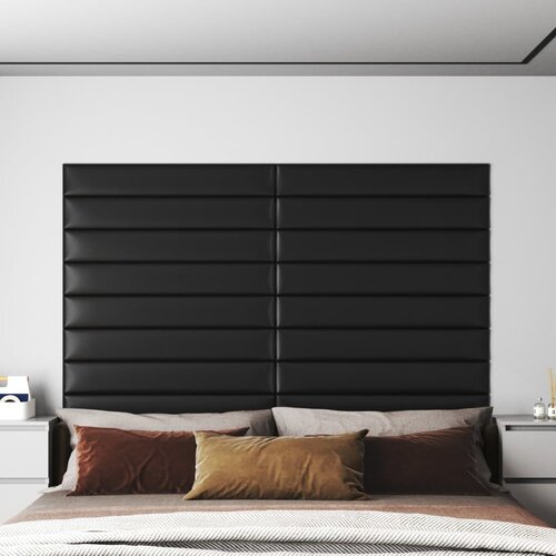 vidaXL zidne ploče od umjetne kože 12 kom crne 90 x 15 cm 1,62 m² Cijene