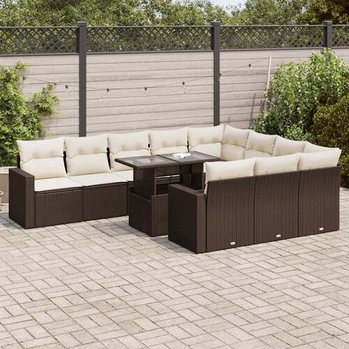vidaXL 11-dijelni set vrtnih sofa od poliratana s jastucima smeđi Cijene