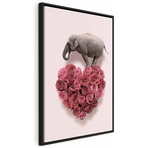  Slika - Elephant Lover (1-part) - Elephant Amid Pink Flowers 80x120 U crnom drvenom okviru Cijene