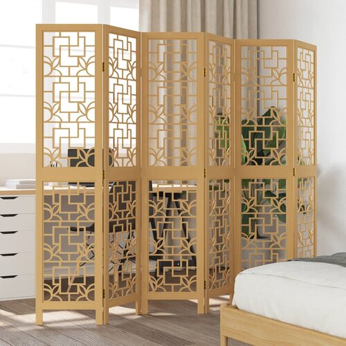  The Living Store Paravan 6-delni rjav trden les pavlovnije - Pregrada Za Prostor, (21494155) Slike