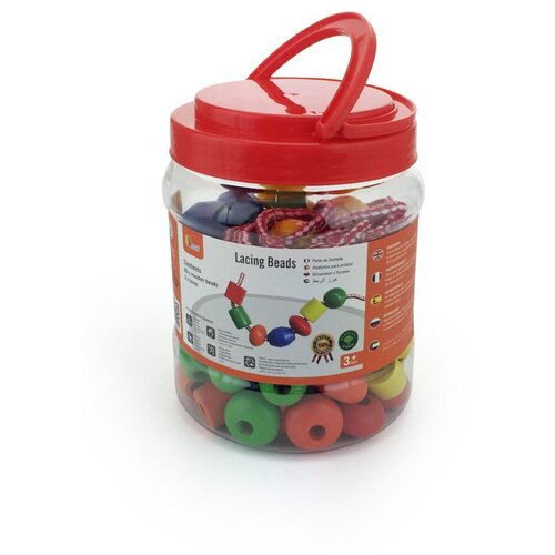 Viga raznobojni set drvenih perli za uvlačenje u praktičan paket Slike
