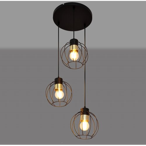  Luster na sajli STARLIGHT 3xE27/15W/230V crna/zlatna Slike