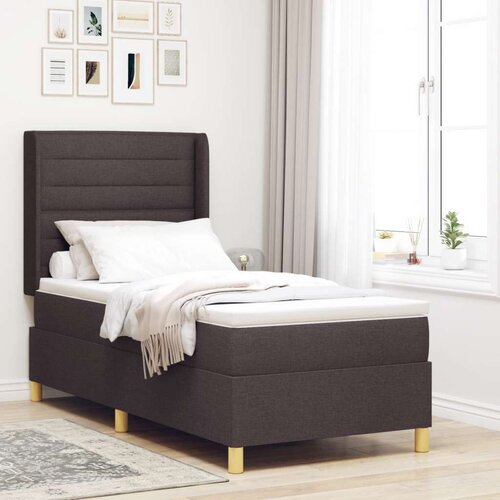 Box Spring Krevet s Madracem &amp LED Tamno smeđa 90x200 cm Tkanina Cijene