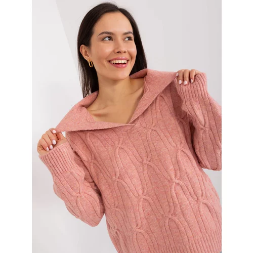 Fashion Hunters Dusty pink cable knit sweater with collar