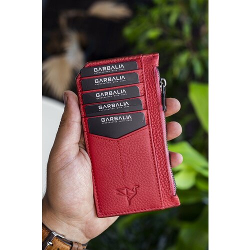 Garbalia blush genuine leather zippered dried rose unisex card holder wallet Slike