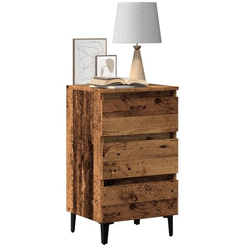 vidaXL Krevetni ormarić s metalnim nogama staro drvo 40x35x69 cm Cijene