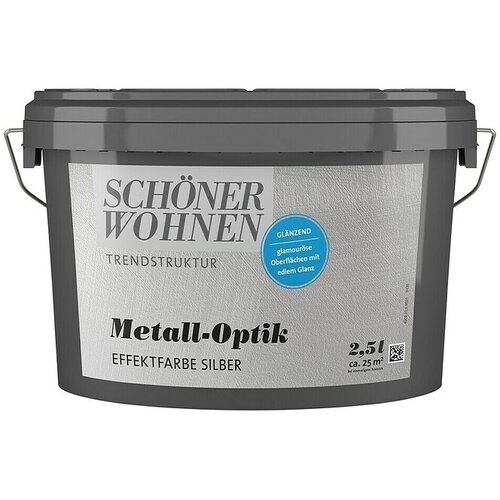 SCHÖNER WOHNEN-Farbe Trendstruktur Barvni dekorativni omet kovinski videz (Srebrna, Sijaj, 2,5 l) Cene