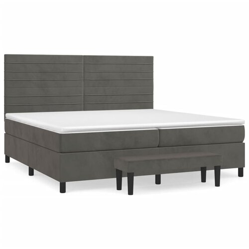 Maison Chic Box spring postelja - Vzmetna postelja z vzmetnico temno siva 200x200 cm žamet SL14361, (21903864) Cene