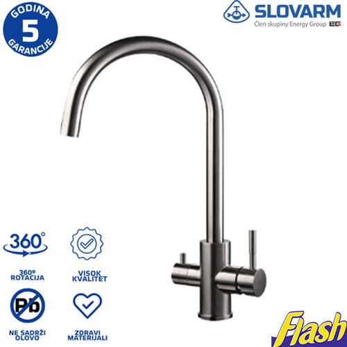  Slavina za sudoperu GREY INOX 2u1 - standardna i filtrirana voda - Slovarm Cene