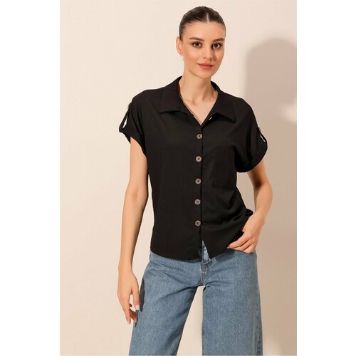 Bigdart 20187 Short Sleeve Oversize Knitted Shirt - Black Cene