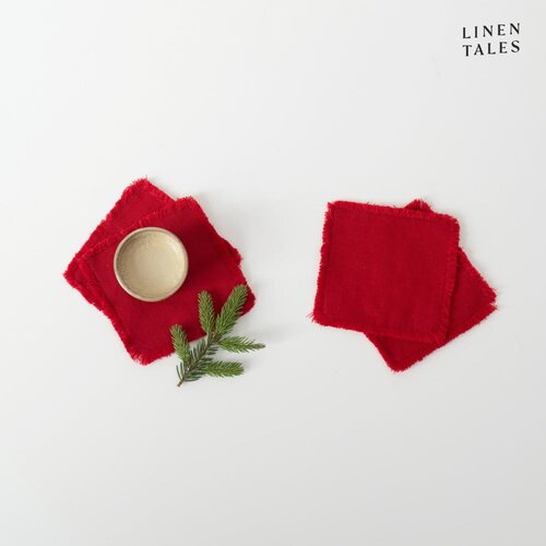 Linen Tales Rdeči podstavki za kozarce v kompletu 4 ks – Cene