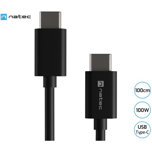 Natec prati kabel usb-c, 100W, 100cm, power delivery 3.0, univerzalna kompatibilnost, tpe, velcro, črn, (21504333) Cene
