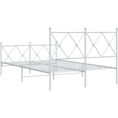  Metalni okvir kreveta uzglavlje i podnožje bijeli 120x190 cm Slike