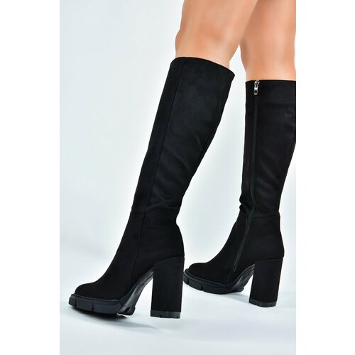 Fox Shoes Women's Black Suede High Heeled Boots Slike
