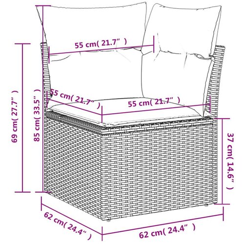 vidaXL 11-dijelni set vrtnih sofa od poliratana s jastucima sivi Cijene