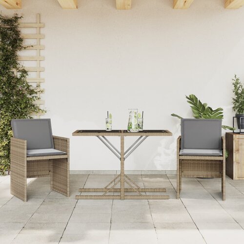 VidaXL Bistro garnitura 3-delna z blazinami bež poli ratan Slike
