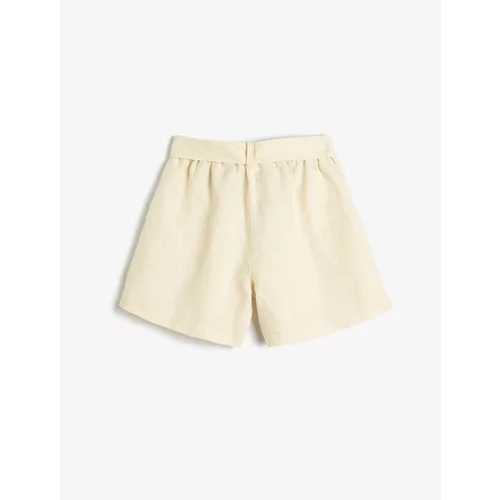 Koton Girl Linen Shorts Belt Detailed Pocket Elastic Waist