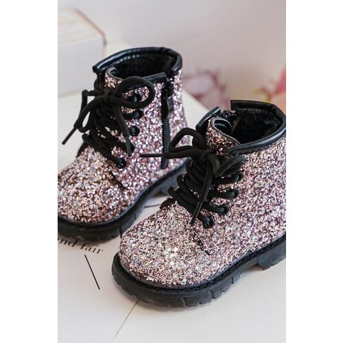 Kesi Children&amp;#039;s glittering insulated ankle boots with zipper, pink Saussa Slike
