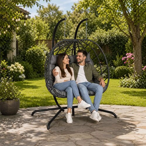 Lean Toys Dvosedežni viseči gugalni stol Garden Cocoon LEAN Cushions Swing Slike