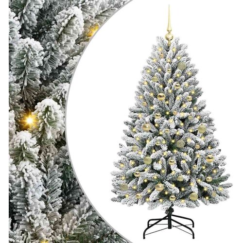 VidaXL Umjetno božićno drvce Zelena i bijela 150 cm PVC i metal Slike