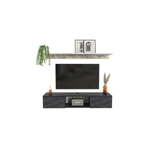 Hanah home Hanah Kućna TV komoda Elia, 140x25,6x32 cm, Crna Slike