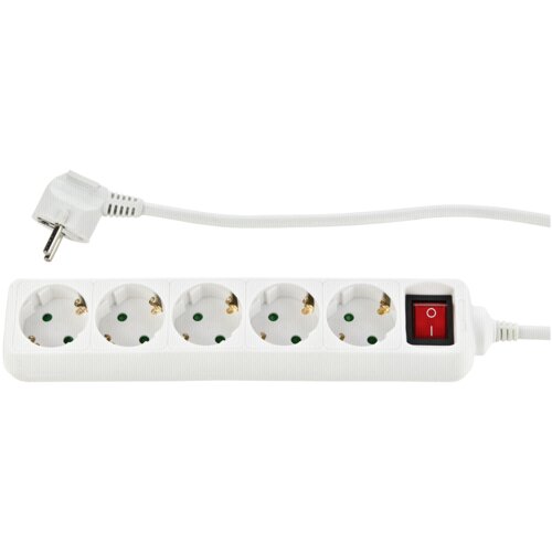 REV Socket line 5-fold 3,0 m with switch white Slike