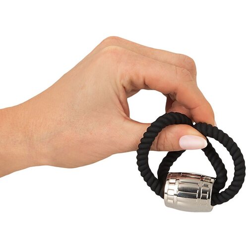 Rebel Heavy Rope Cock Strap with 2 Loops Black Slike