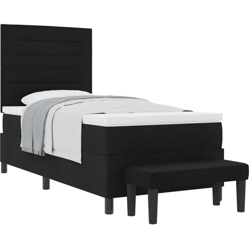  Krevet s kutijom s madracem i klupom Crna 90x190 cm Tkanina Slike