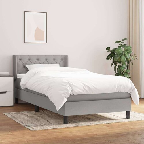  Box spring postelja z vzmetnico svetlo siva 80x200 cm blago, (20726766) Cene