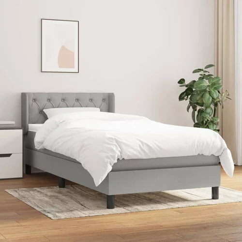  Box spring postelja z vzmetnico svetlo siva 80x200 cm blago, (20726766)