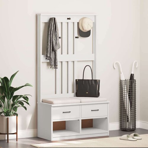 vidaXL Drevo za dvorano "SANDENS" bela 87x40x159,5 cm masivni les bora Cene