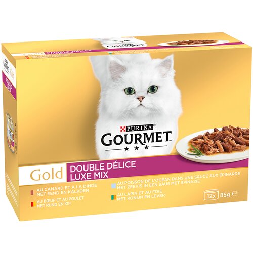Gourmet Mega pakiranje Gold Duo Delice 24 x 85 g - Luxus mix (govedina i piletina) Cijene