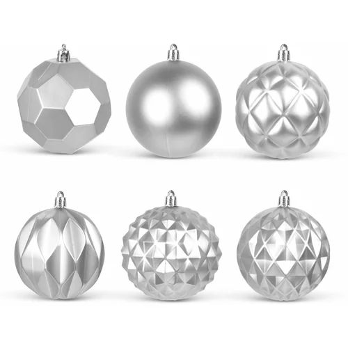 Family Christmas Set božičnih kroglic za na jelko Ø73 mm 6 kosov srebrne