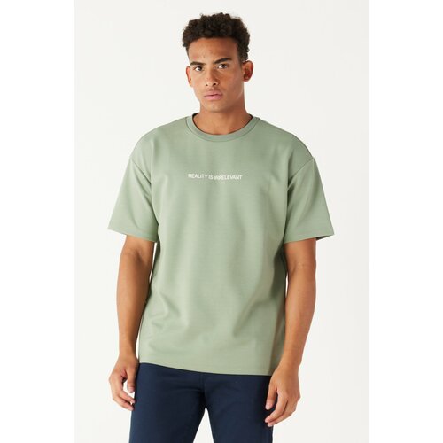 AC&Co / Altınyıldız Classics Men's Stone Green Boxy Fit Crew Neck Short Sleeve Sweatshirt. Slike