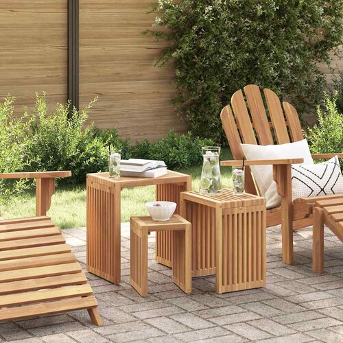  Vrtni bočni stol 3 pcs Smeđa 33 x 44,5 x 51 cm Čvrsto teak drvo Slike