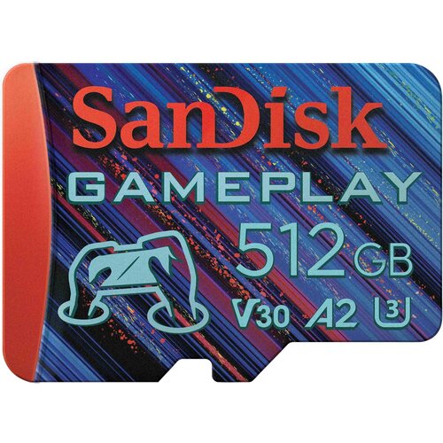 San Disk GamePlay microSDXC UHS-I Card, 512GB Gaming microSDXC, 190MB/s, 130MB/s W, UHS-I, V30, U3, C10, RPD1, Cene