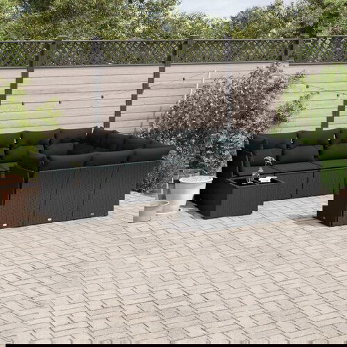 vidaXL 11-dijelni set vrtnih sofa od poliratana s jastucima crni Cijene