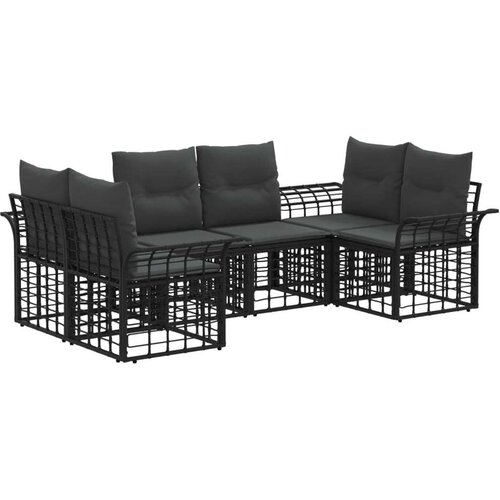  Set vanjskih sofa s jastukom 6 pcs Crna i tamno siva Poliester Cene