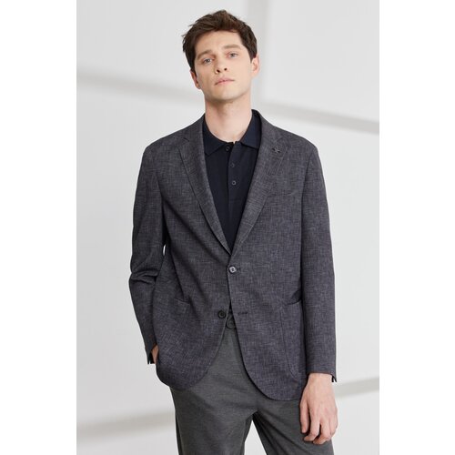 Altinyildiz classics Men's Black-gray Comfort Fit Relaxed Cut Mono Collar Magic Jacket Slike