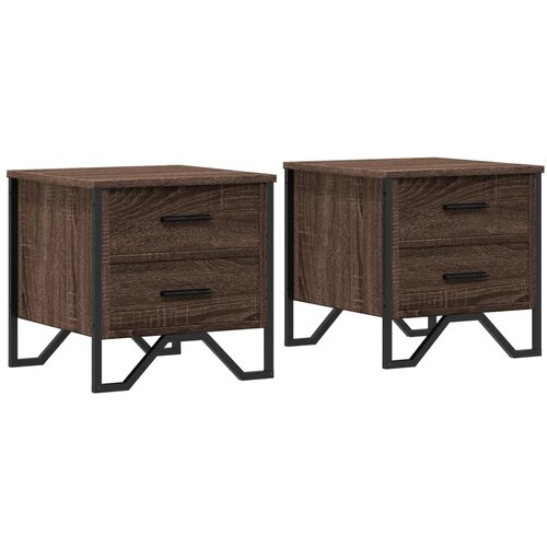 Maison Chic Dvo delni komplet Nočne omarice - Nočne mize rjavi hrast 40x41x40 cm inženirski les, (21688665) Slike