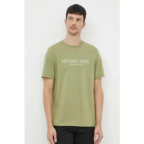 Michael Kors Pamučna majica za muškarce, boja: zelena, s tiskom